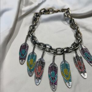 Silver Feather Charm Necklace